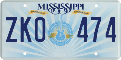 MS license plate ZKO474