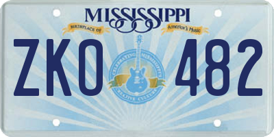 MS license plate ZKO482