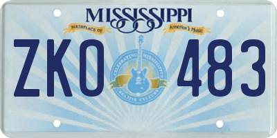 MS license plate ZKO483