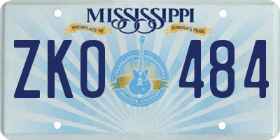 MS license plate ZKO484