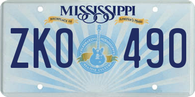 MS license plate ZKO490