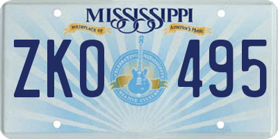 MS license plate ZKO495