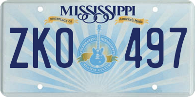 MS license plate ZKO497