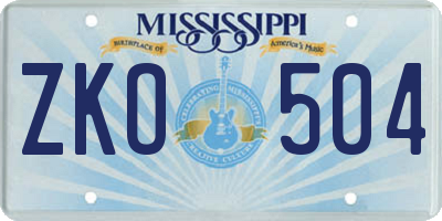 MS license plate ZKO504