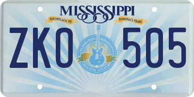 MS license plate ZKO505