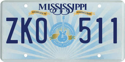 MS license plate ZKO511