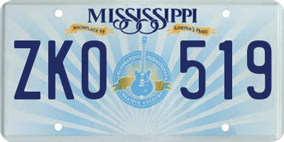 MS license plate ZKO519