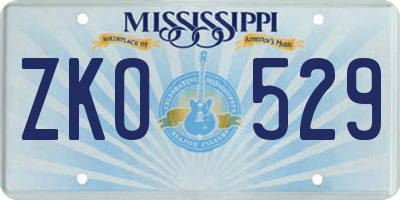 MS license plate ZKO529