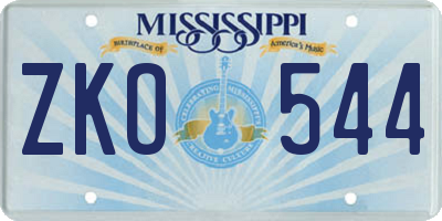 MS license plate ZKO544