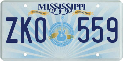 MS license plate ZKO559