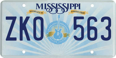 MS license plate ZKO563