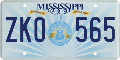MS license plate ZKO565