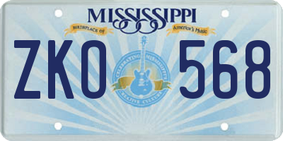 MS license plate ZKO568