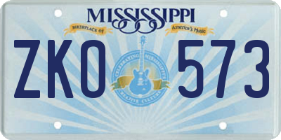 MS license plate ZKO573