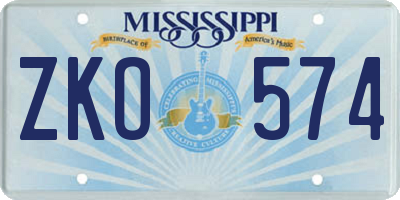 MS license plate ZKO574