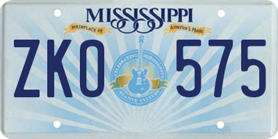 MS license plate ZKO575