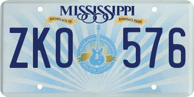 MS license plate ZKO576