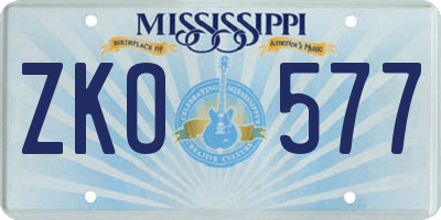 MS license plate ZKO577