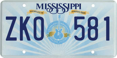 MS license plate ZKO581