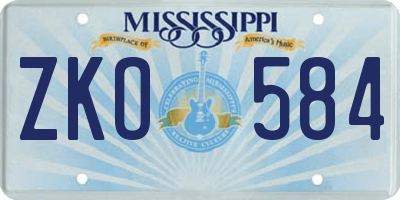 MS license plate ZKO584