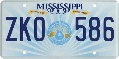 MS license plate ZKO586