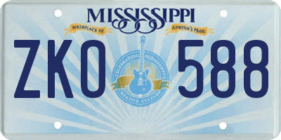 MS license plate ZKO588