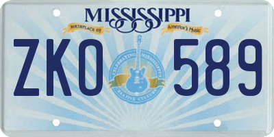 MS license plate ZKO589