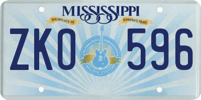 MS license plate ZKO596