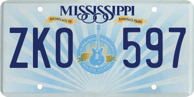 MS license plate ZKO597