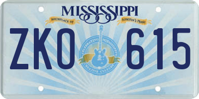 MS license plate ZKO615