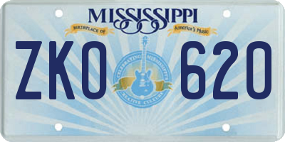 MS license plate ZKO620
