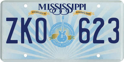 MS license plate ZKO623