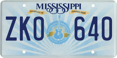 MS license plate ZKO640