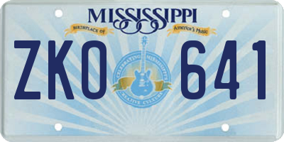 MS license plate ZKO641