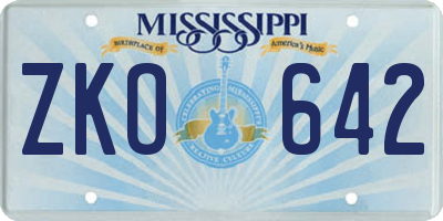 MS license plate ZKO642