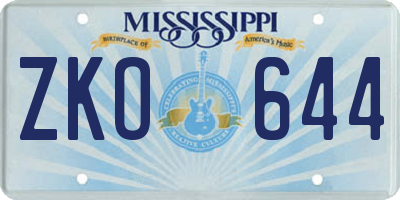 MS license plate ZKO644