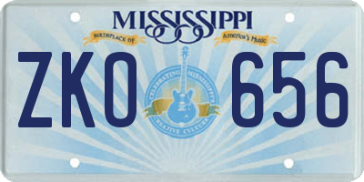 MS license plate ZKO656