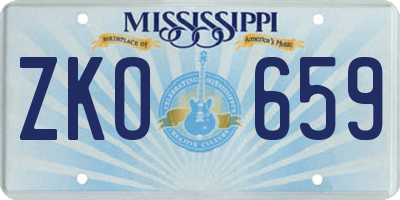 MS license plate ZKO659