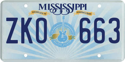 MS license plate ZKO663