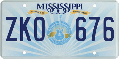 MS license plate ZKO676