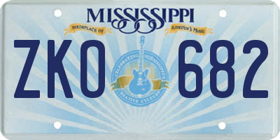 MS license plate ZKO682