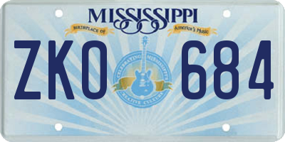 MS license plate ZKO684