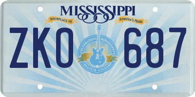 MS license plate ZKO687