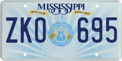 MS license plate ZKO695