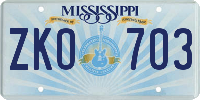 MS license plate ZKO703