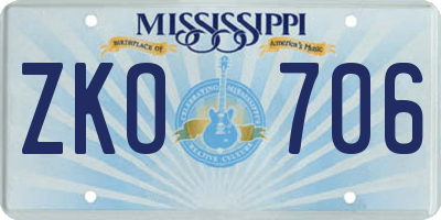 MS license plate ZKO706