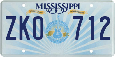 MS license plate ZKO712