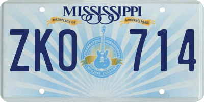 MS license plate ZKO714