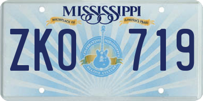 MS license plate ZKO719