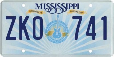 MS license plate ZKO741